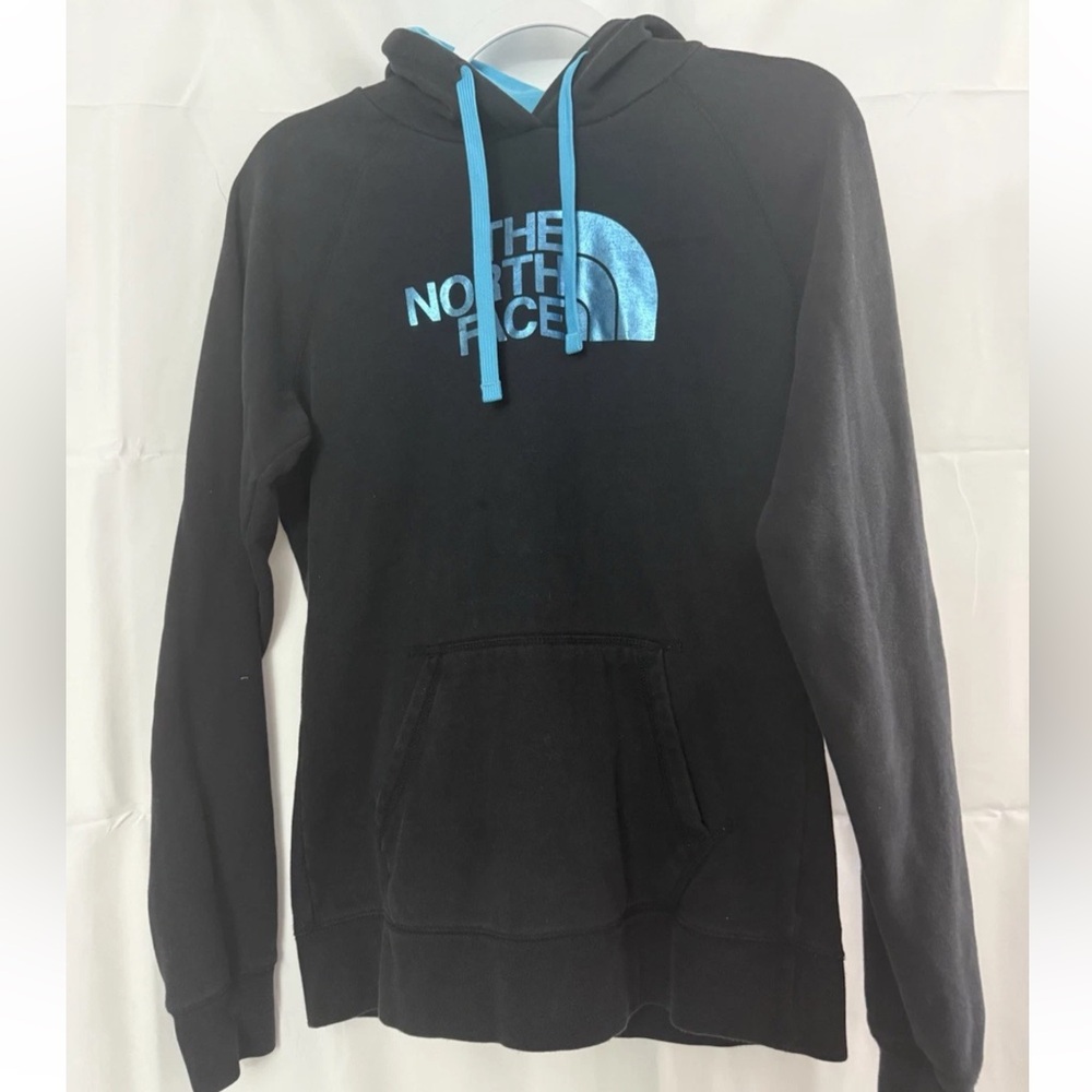 The North Face women’s Black Hoodie with Blue Accents medium
